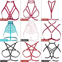 Женский бюстгальтер с ремешками на груди Нижнее белье Харадзюку пентаграмма укороченный топ Регулируемый эластичный подвязка пояс клуб рейв одежда