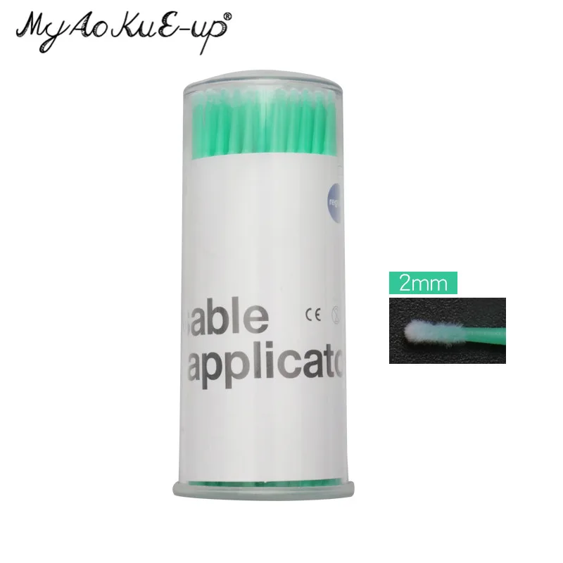 100 набор кистей для макияжа, щетка для ресниц Microbrush мини кисти расширение одноразовые карандаше-аппликаторе Аппликаторы тушь для ресниц кисти инструменты - Handle Color: Medium Light Green