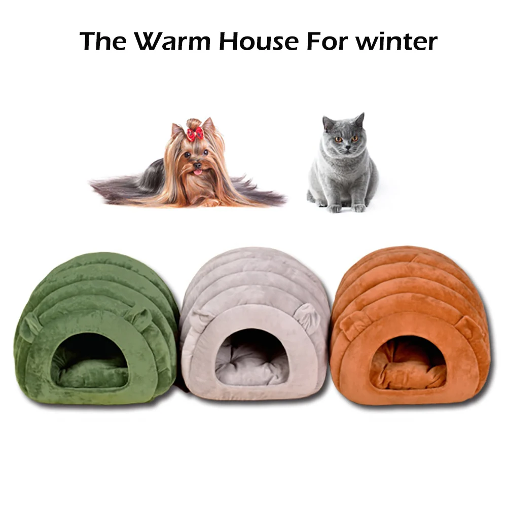 

Soft Small Dog Bed House Removable Mat For Pet Cat Dogs Sleeping Bag Warm Puppy Kennel For Winter Sofa Sheep Shape Pet Product