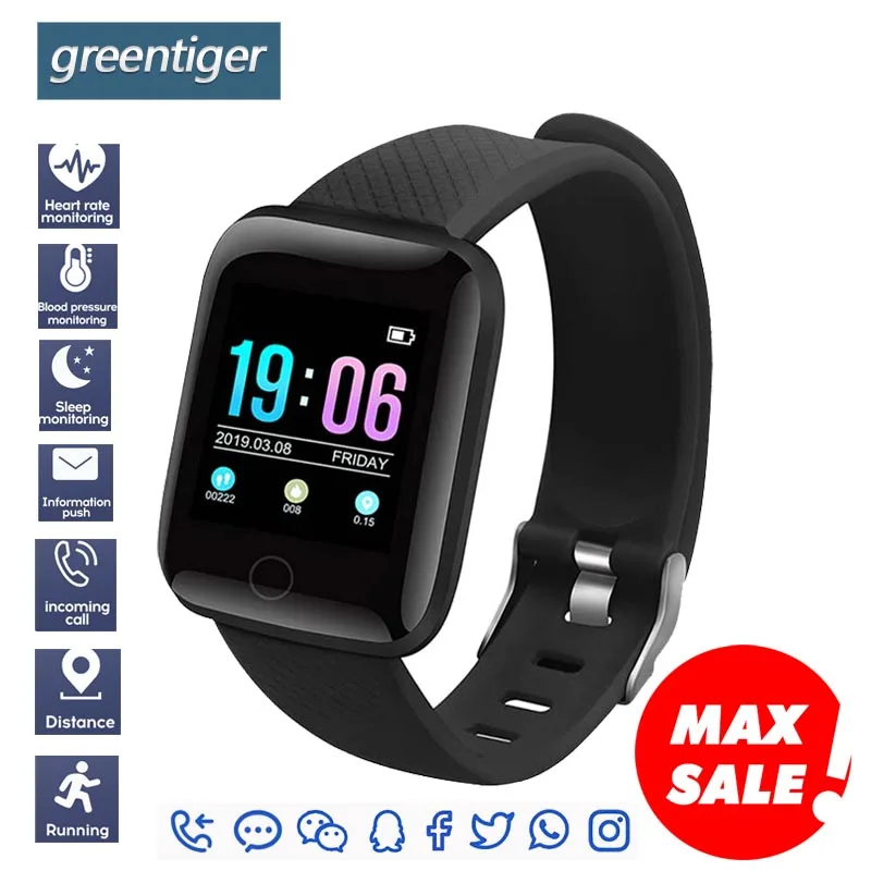 

Greentiger D13 Smart Watch IP67 Waterproof Fitness Tracker Heart Rate Blood Pressure Monitor Sports Smart Bracelet Android IOS