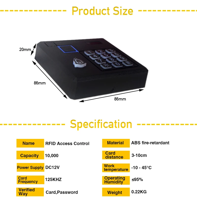 10000 пользователей большой емкости IP65 Водонепроницаемый rfid считыватель карт клавиатура система контроля доступа на открытом воздухе низкая температура работает хорошо