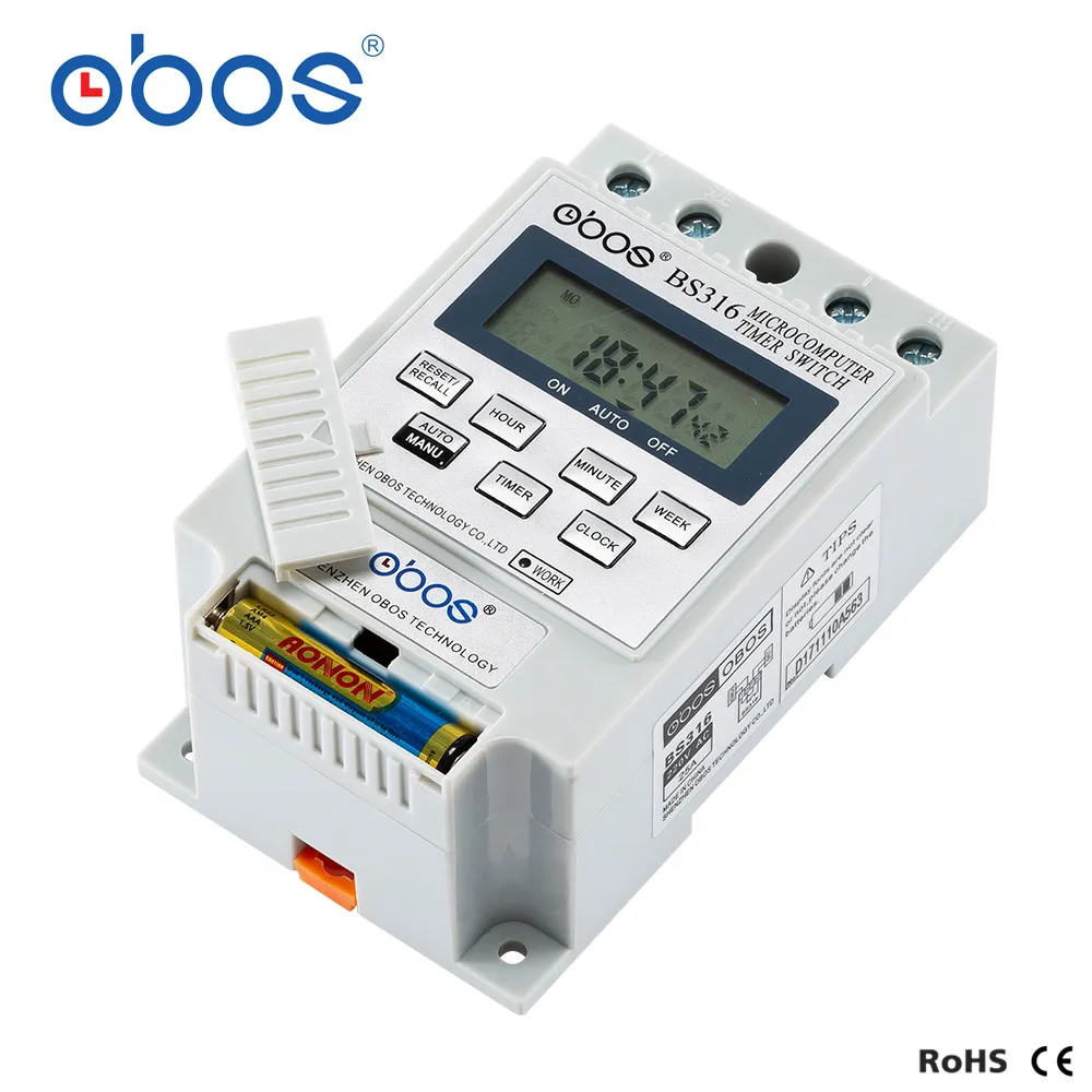 

New BS316 AC230V 25A Intelligent Microcomputer Programmable Electronic Timer Time Switch Relay Controller AC230V