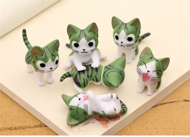 ZOCDOU 1 шт. 3D маленькие реалистичные украшения для дома статуэтки миниатюрные милые зеленые сырные кошки различные экспрессии
