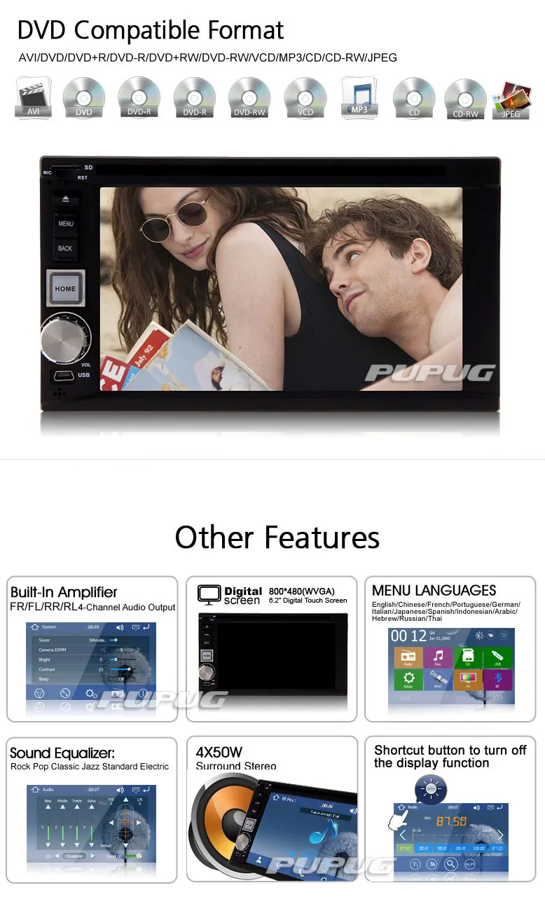 Discount FM AM RDS 6.2 Inch Touch Screen Autoradio Auto MP3 GPS Map Car DVD BT 3D SD USB HeadUnit PC Sub EQ Stereo Radio 6