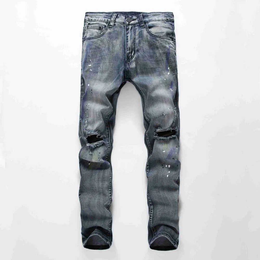 

#1942 Mens destroyed jeans Fashion Mens printed jeans Ripped Skinny hip hop jeans men Distressed Slim fit Mens designer clothes