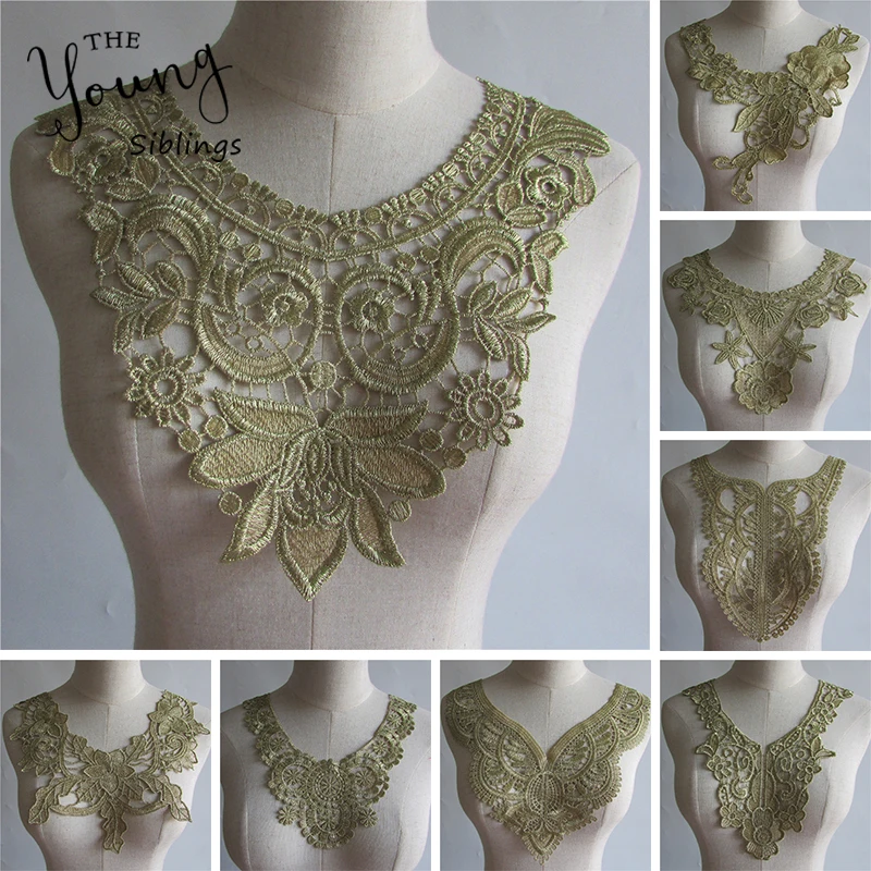 

3D Lace Fabric Sewing Craft Lace Neckline Fine Embroidery Collar Decorate Neckline Sewing Lace Applique DIY Lace Material