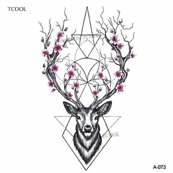 

HXMAN Deer Women Temporary Tattoo Sticker Tattoos for Men Fashion Body Art Kids Children Hand Fake Tatoo 10.5X6cm A-073