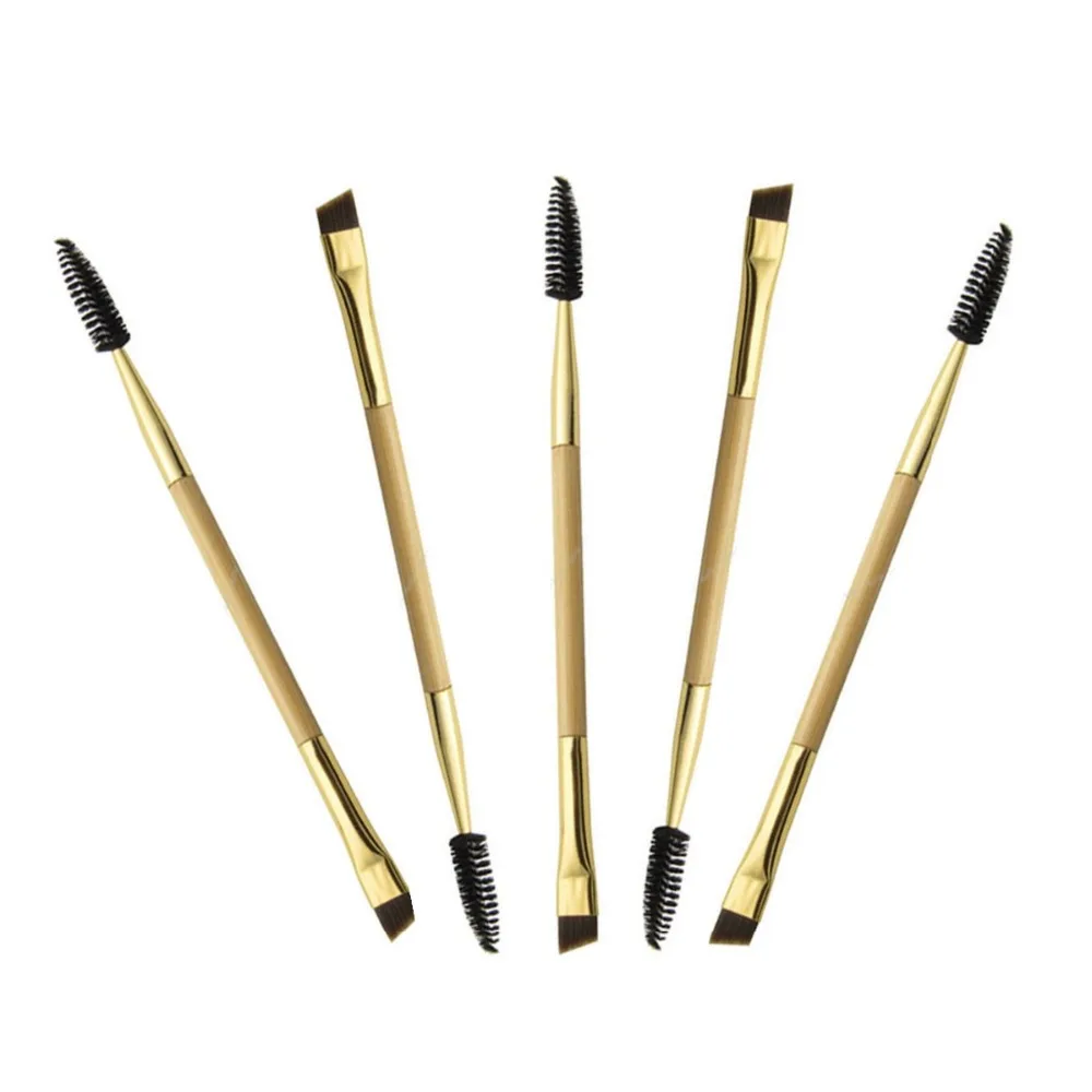5pcs Double Ends Bamboo Brush Eyelash Lashes Blending Eye Brush Mascara
