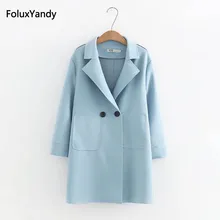 

Autumn Trench Women Plus Size 3 4 XL Casual Turn-down Collar Loose Long Trench Coat Outerwear KKFY55