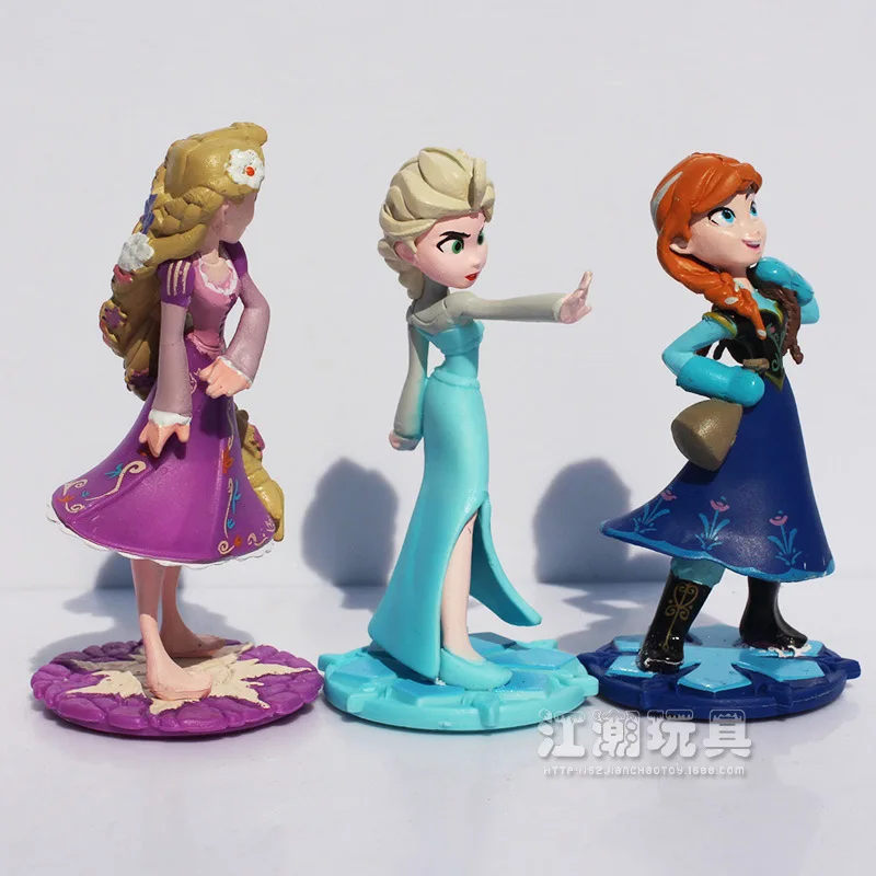 Frozen Figures 3Pcs/Lott 10CM Princess Elsa Anna Rapunzel Action Figure PVC Toy Collectible Decoration Best Birthday Gift Kids