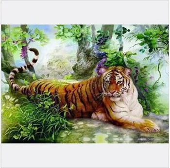 

Embroidery Package Unopen Luxurious Tiger Animal King Of The Jungle Cross Stitch New Free shipping Luxurious