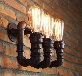 

Retro Vintage Wall Lamps Waterpipe 3 heads wall mounted lighting Fixture