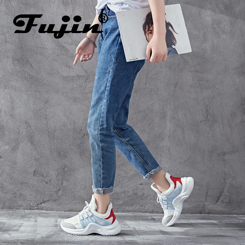 Achat Fujin Marque 2019 Maille Respirante Femmes Casual Chaussures Vulcaniser Femelle Mode Sneakers Lace Up High Loisirs Footwears 11.11
