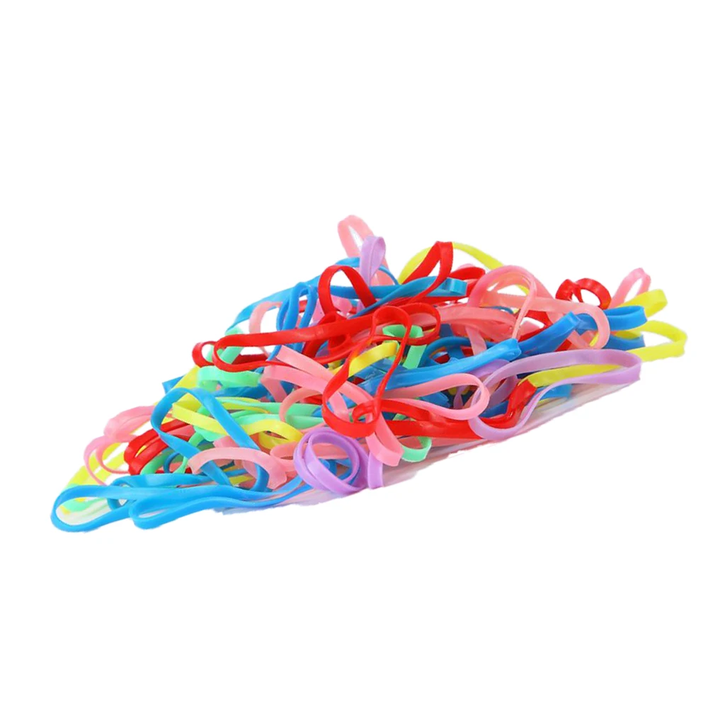 100pcs Fashion Elastic Ponytail Holders Hairband Hair Rubber Rings - Black/White/Multi-color Optional
