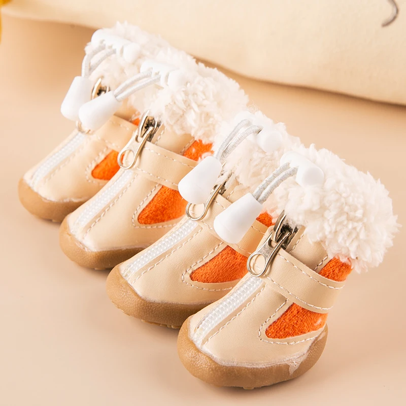 

4pcs/set Elastic Winter Pet Dog Shoes Anti-slip Velvet Thickening Warmer Small Comfort Boots Puppy Animal Chihuahua Yorkshire