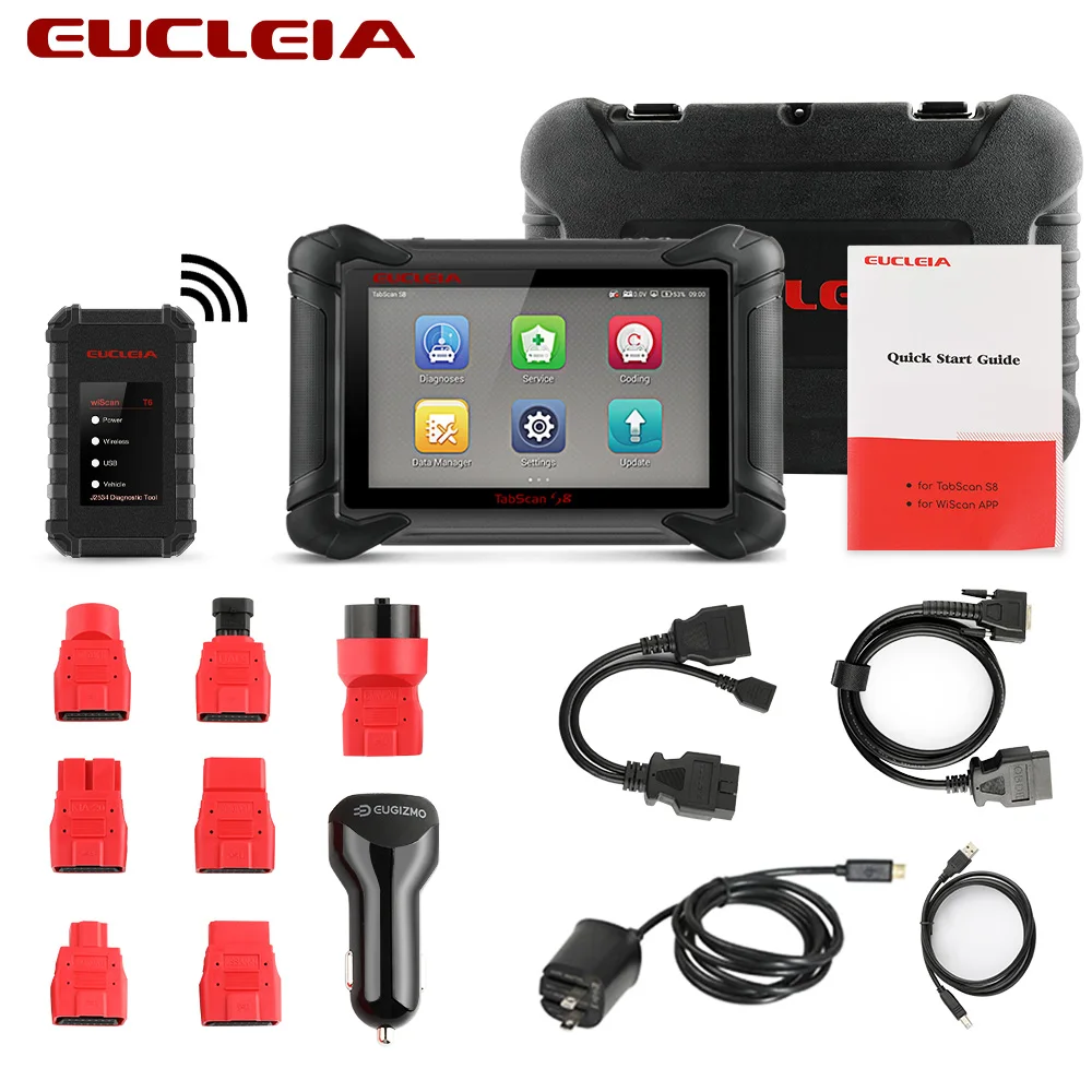 EUCLEIA S8 Plus OBD2 сканер полная система ECU программист кодирование J2534 PDU 908P ABS SAS EPB ODB2