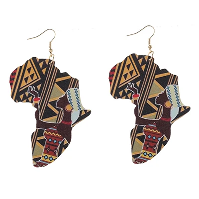 GZBEIYANG деревянный модный дизайн кулон Карта Африки серьги для женщин Девушка ювелирные изделия серьги праздничные подарки - Окраска металла: EH027ZH-11