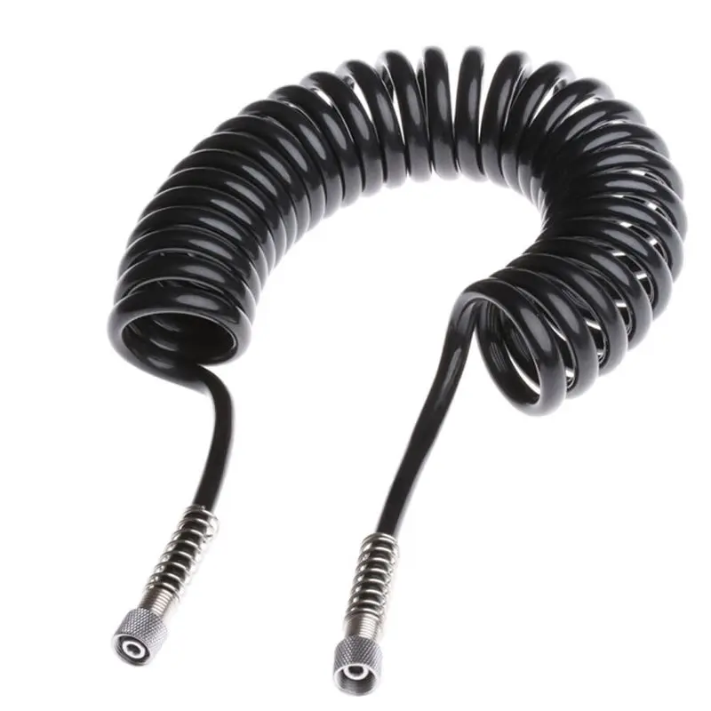 

1pcs 3M 4 x 6mm Flexible PU Recoil Hose Spring Tube Black For Compressor Air Tool New