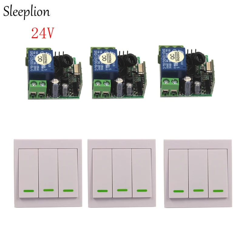 Sleeplion DC 24 В 1CH Реле Беспроводной RF настенный пульт дистанционного управления передатчик 3 приемник система света Лампа система управления дверью