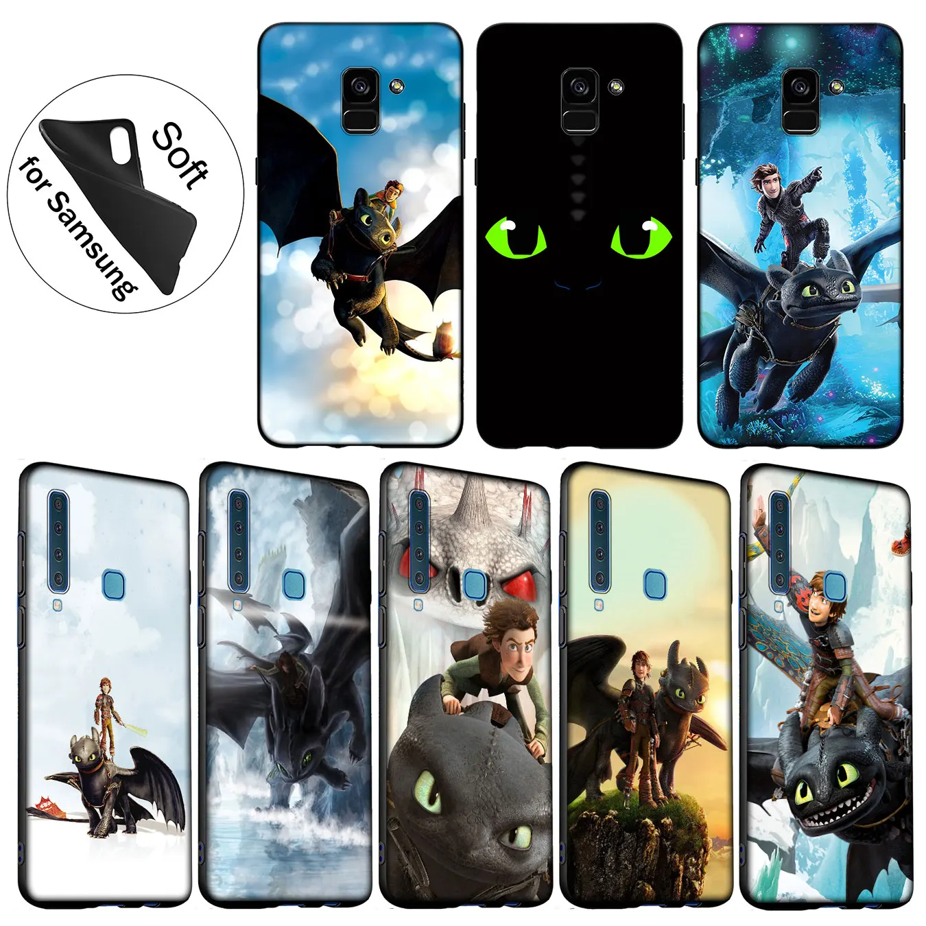 IYICAO Toothless How to Train Your Dragon Soft Case for Samsung Galaxy A6 A9 A8 A7 2018 A3 A5 2016 2017 Note 9 8 10 Plus Lite |