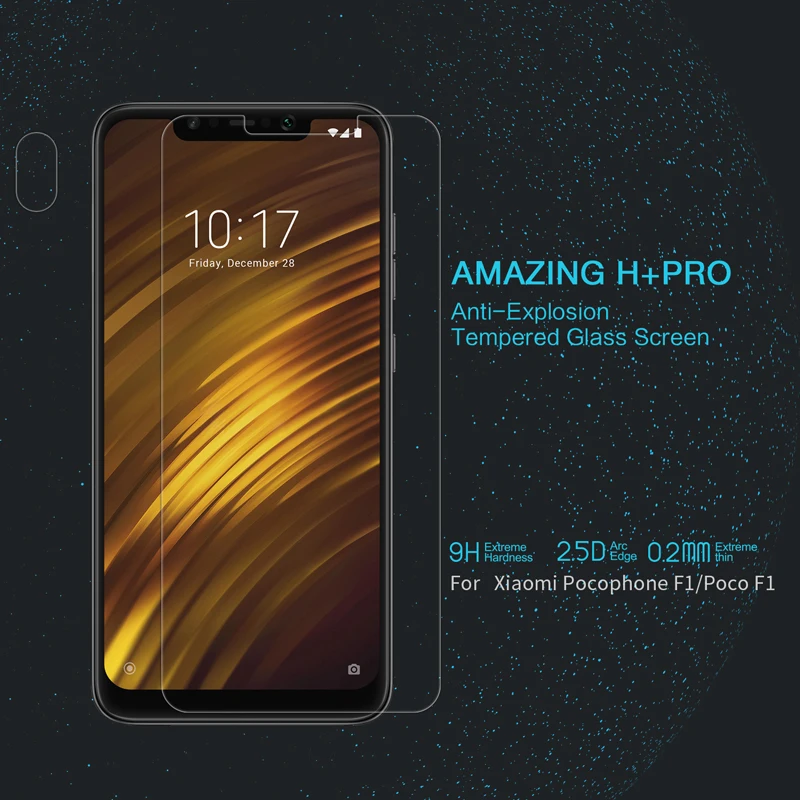

For xiaomi pocophone f1 Tempered Glass NILLKIN Amazing H+Pro Resistant 2.5D Tempered Glass Screen Protector Film For poco f1
