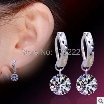

2015 top Wholesale Fashion Jewelry 925 Sterling Silver Zircon CZ Crystal Shinning Pendants Earrings Ear Studs Free Shipping