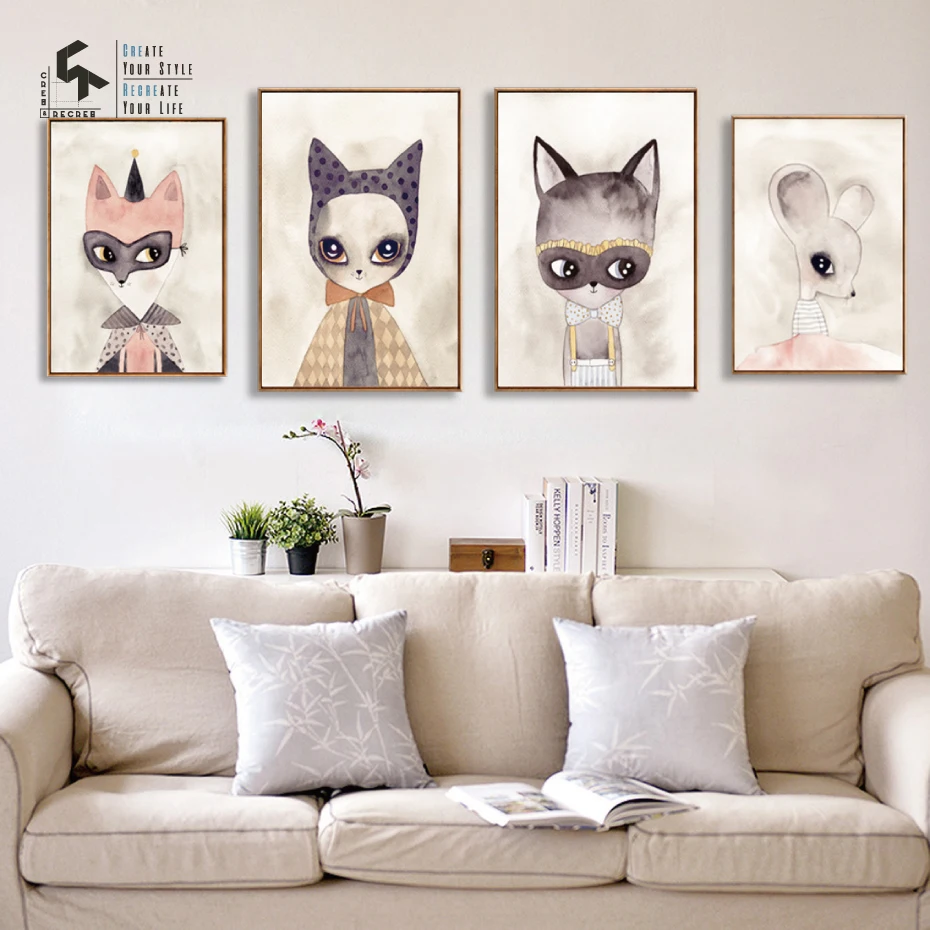 

CREATE&RECREATE Animal Poster Nursery Decor Girl Fox Posters And Prints Wall Art Canvas Painting Decoration Picture CR1810106008
