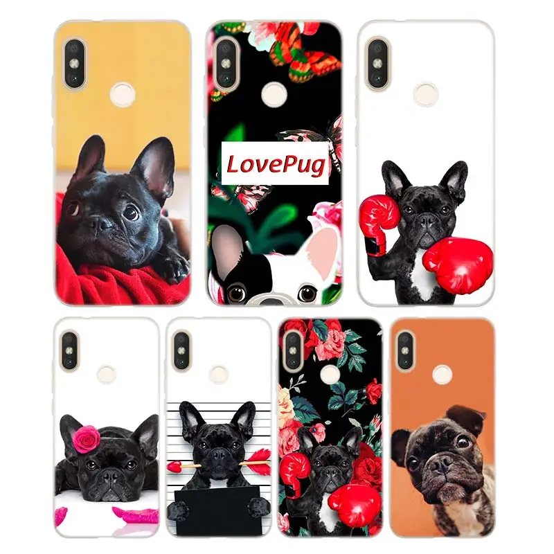 

Silicone Phone Case French Bulldog Dog PUG Printing for Xiaomi Redmi S2 Note 4 4X 5 5Pro 5A Plus 6 6A 7 Pro Cover