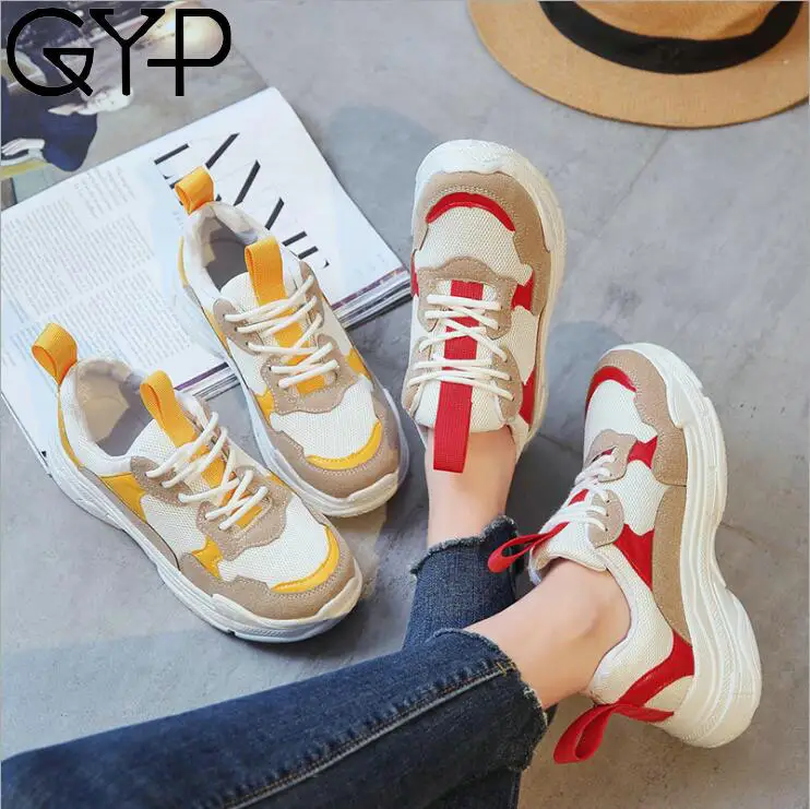 

High Quality Walking Shoes ins Hottest Sports Shoes For Women 2018 New Thicker Outsole thicker Walking Shoes Sneakers YC-191