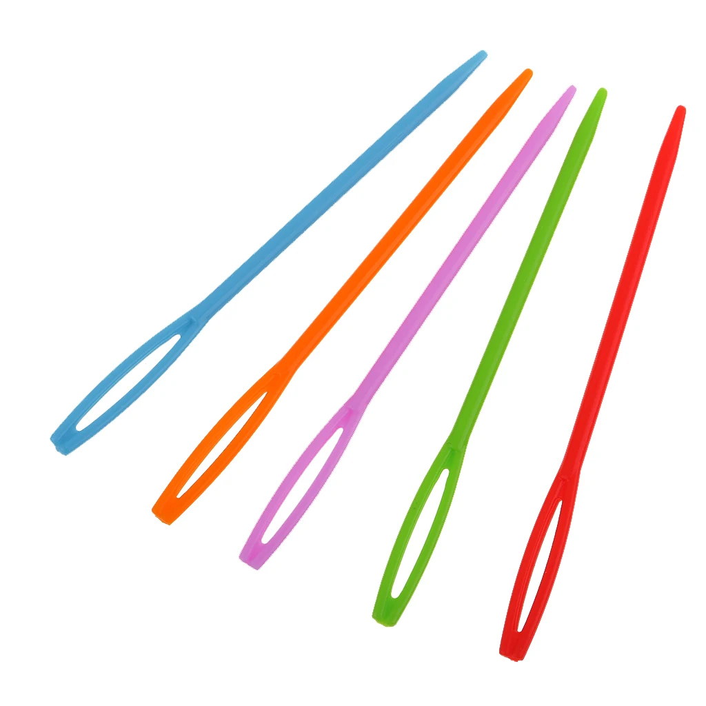 New 100pcs Colorful Plastic Sewing Weaving Needles for Kid DIY Craft Wool Cross Stitch Knitting Crochet 7cm Threading Needles
