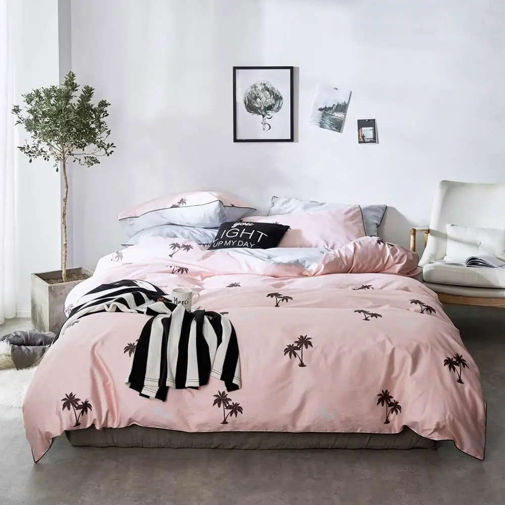 

2019 Brown Trees Pink Bed Cover Duvet Cover Set Cotton Bedding Set Bedlinens Twin Queen King Flat Sheet Fitted Sheet