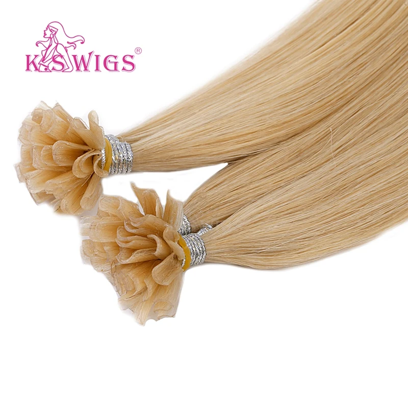 K.S парики 1" 20" 2" 28" прямые человеческие волосы Remy для наращивания с u-образной окантовкой, Предварительно Связанные кератиновые капсулы, человеческие волосы