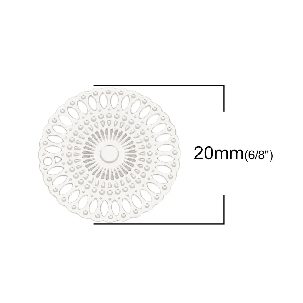 DoreenBeads الأزياء الحديد أساس سبائك تخريمية ختم موصلات جولة الفضة لهجة الذهب اللون DIY سحر 20 مللي متر ضياء ، 10 قطعة DoreenBeads الأزياء الحديد أساس سبائك تخريمية ختم موصلات جولة الفضة لهجة الذهب اللون DIY سحر 20 مللي متر ضياء ، 10 قطعة