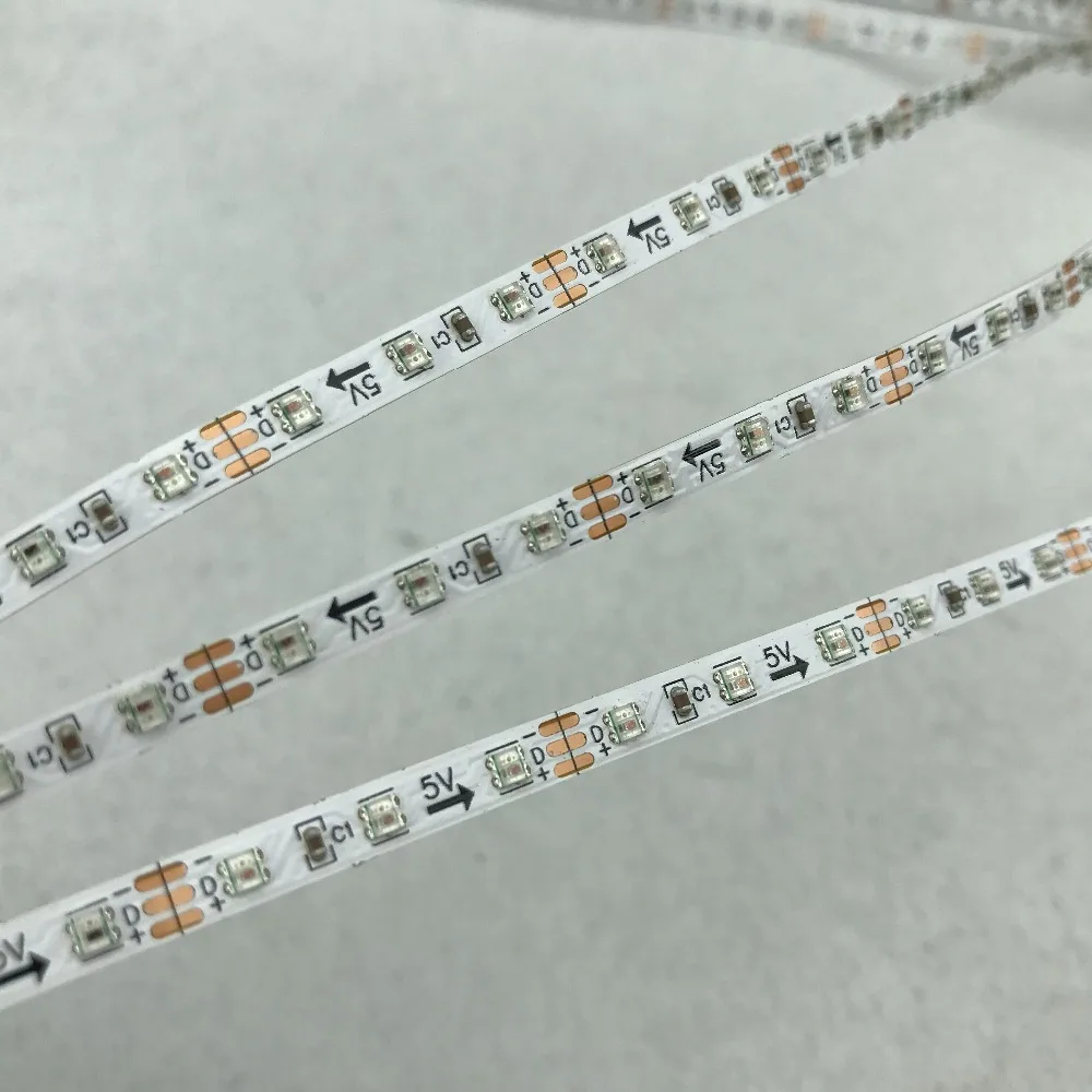 

144LEDs/m/ WS2812C-2020 /led addressable pixel strip;flexible/ DC5V/ RGB full color/ IP20/ WHITE PCB/ 4mm wide PCB/ 2m long/