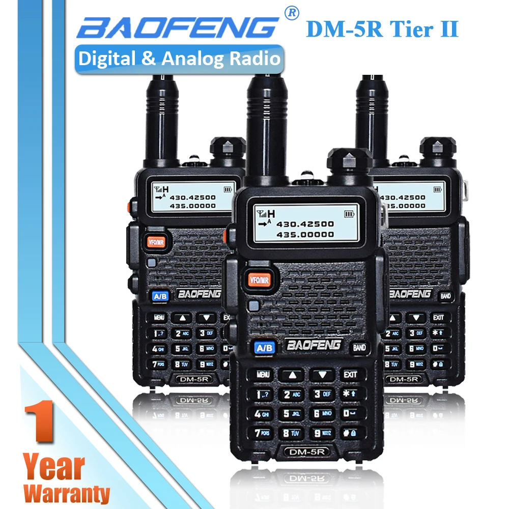 

3x Baofeng DM-5R Digital Analog DMR Tier II Radio Two Way Walkie Talkie DM5R VHF UHF Portable Dual Band CB Transceiver 128CH