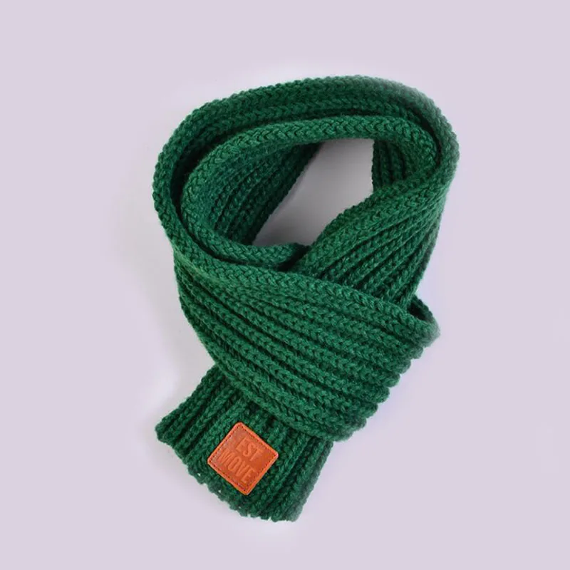 BOHOWAII детский шарф, Одноцветный шарф, Зимний вязаный теплый шарф, теплые шарфы для шеи, дешевые шарфы - Цвет: green
