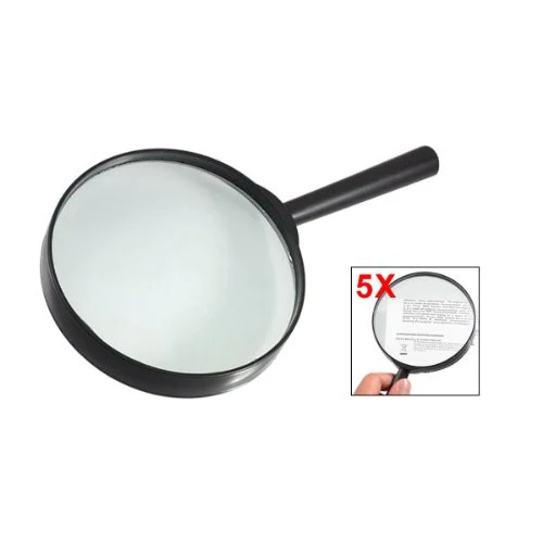 

Plastic Black Round Handle 100mm Dia Loupe 5X Magnifier