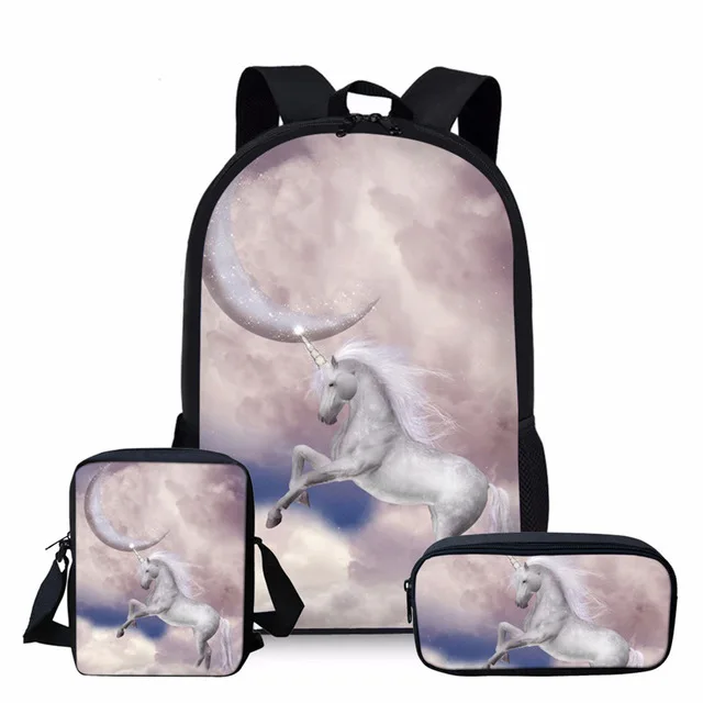 THIKIN мультфильм с принтом «Единорог», милые школьные сумки для детей рюкзак для девочек-подростков школьная сумка 3 шт./компл. дети Mochila красочный рюкзак - Цвет: As picture