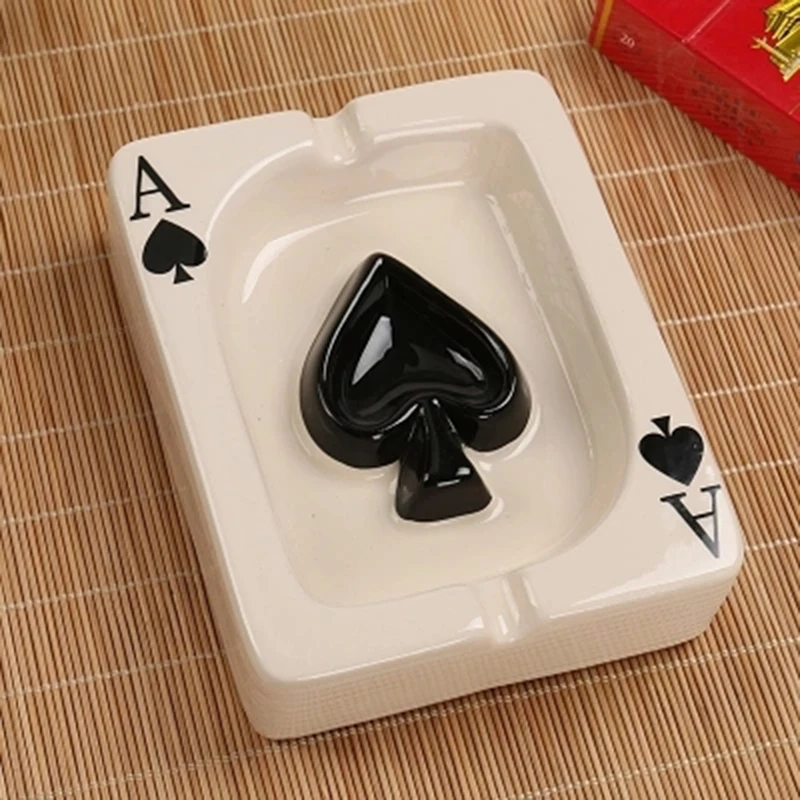 Fashion Mini Poker Style Ceramics Ashtray Living Room Office Bathroom Desk Ashtrays Ash Storage Tray Boxes And Organizer Smoking