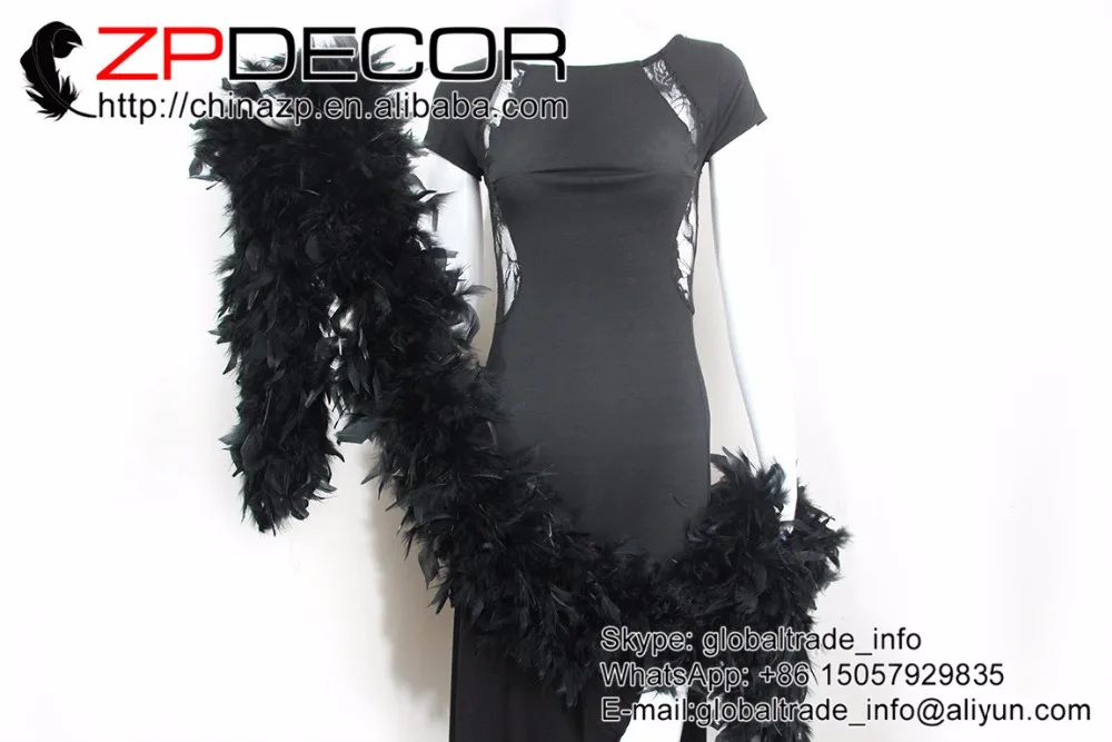2  150g Black Dyed Fluffy Turkey Chandelle Boas (6)