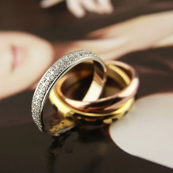 

High quality Titanium Steel Love Rings for Women Men three mix color Leopard full stones wedding ring Pulseira feminina jewelry