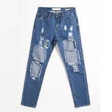 Сексуальные рваные джинсы женские потертые рваные состаренные тонкие джинсовые штаны бойфренд джинсовые брюки для женщин