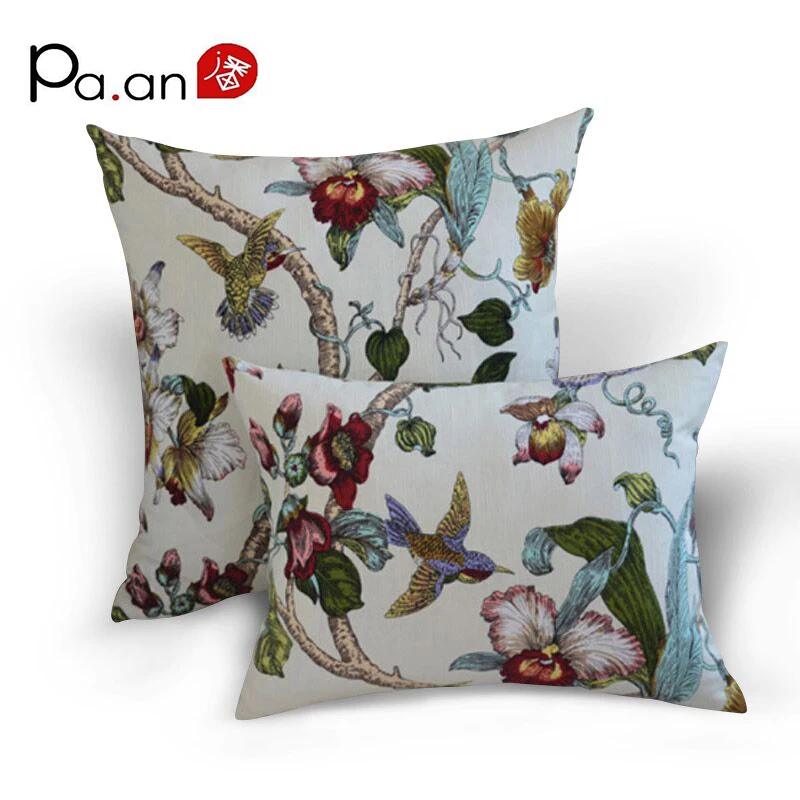 

1pc Europe 100% Cotton Pillow Case Brown Classical Flower Bird Printed Decorative Pillow Covers 30x45cm Home High Quality