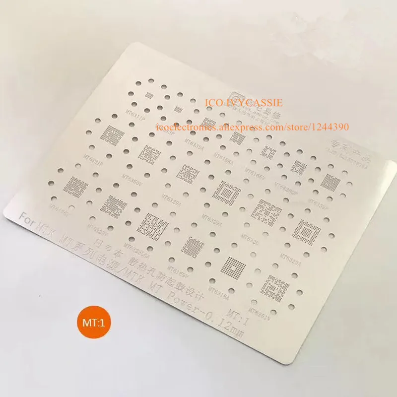 

For MT Power series MT6311P MT6258A MT6165V MT6329A MT6351V MT6350V MT6169V BGA Stencil Direct Heating Template 0.12mm Thickness