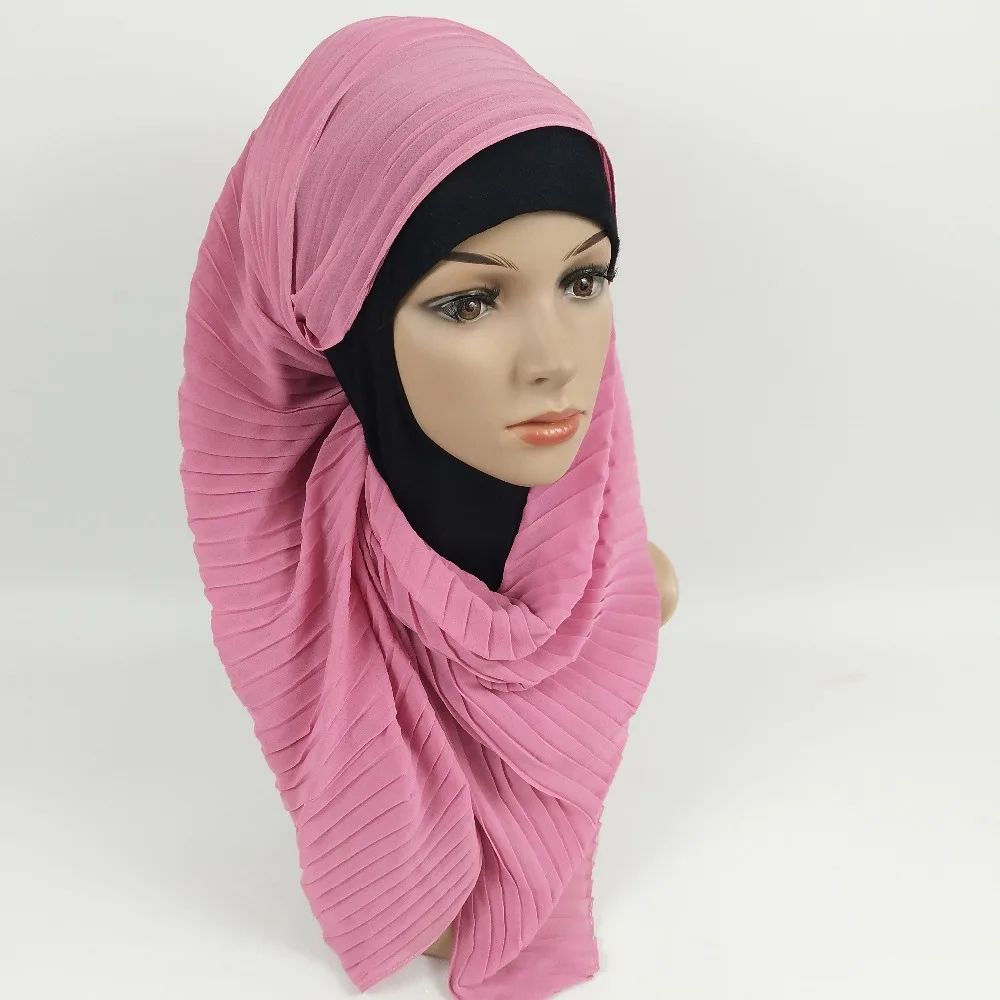 S93 высококачественный жатый шифон хиджаб шарф обертывание Шали шифон хиджаб длинный широкий шарф повязка на голову