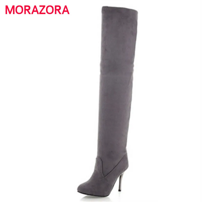 Cena MORAZORA Plus rozmiar 34 43 nowe modne buty na buty do kolan damskie szpilki stiletto jesienne szpiczaste toe zakolanówki