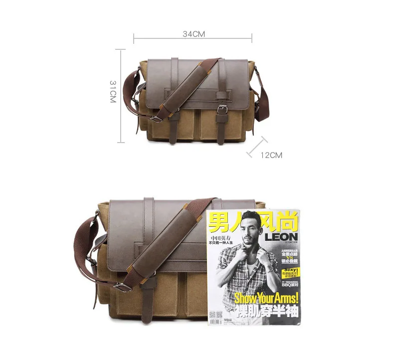 Designer Brand Canvas Briefcase Vintage Men Messenger Bags Fashion Male Shoulder Bag with leather Crossbody Bags Briefcase