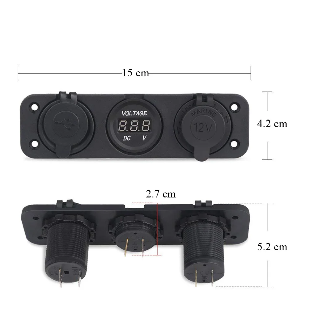 3 отверстия панель морской автомобильный переключатель панель база с цифровым вольтметром 2 USB зарядка 12 в прикуриватель запас для авто морской лодки
