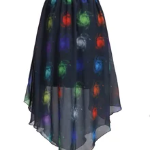 Вязание 3D печатных шифон 3D галактика печатных высокой талии нерегулярные листья лотоса края сексуальные юбки сексуальный женский летний Стиль