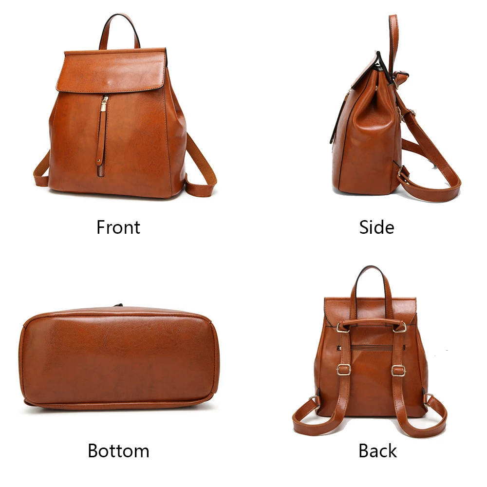 HERALD moda mujeres mochila de cuero de calidad de gran capacidad bolso de escuela para chica adolescente Vintage bolso mochila